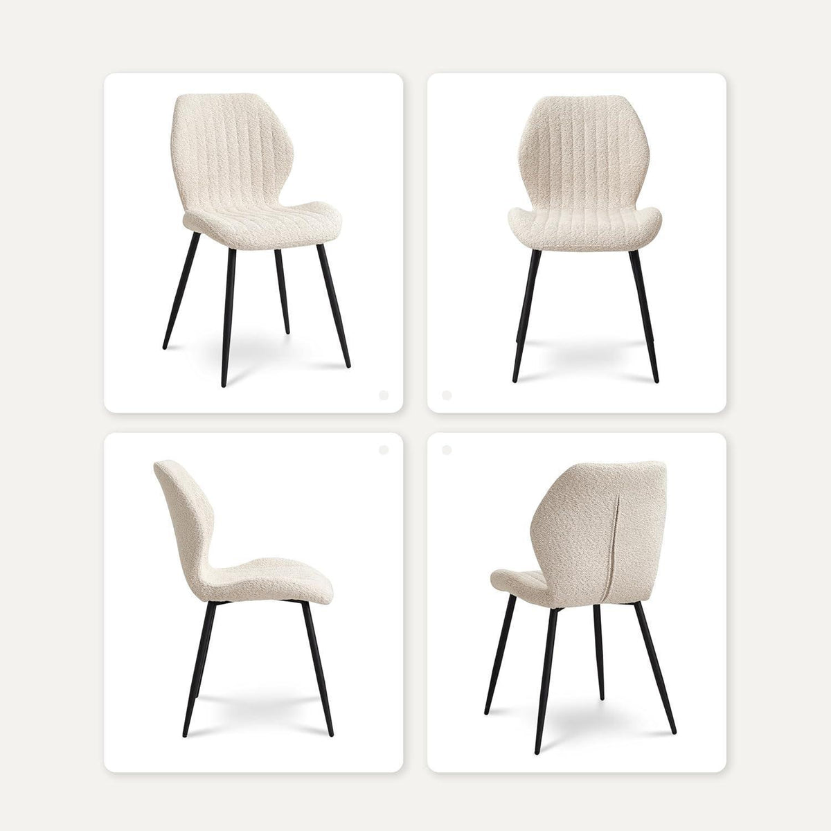 4er-Set Esszimmerstühle Leinen, Schwarz, Beige – Bequem & Modern