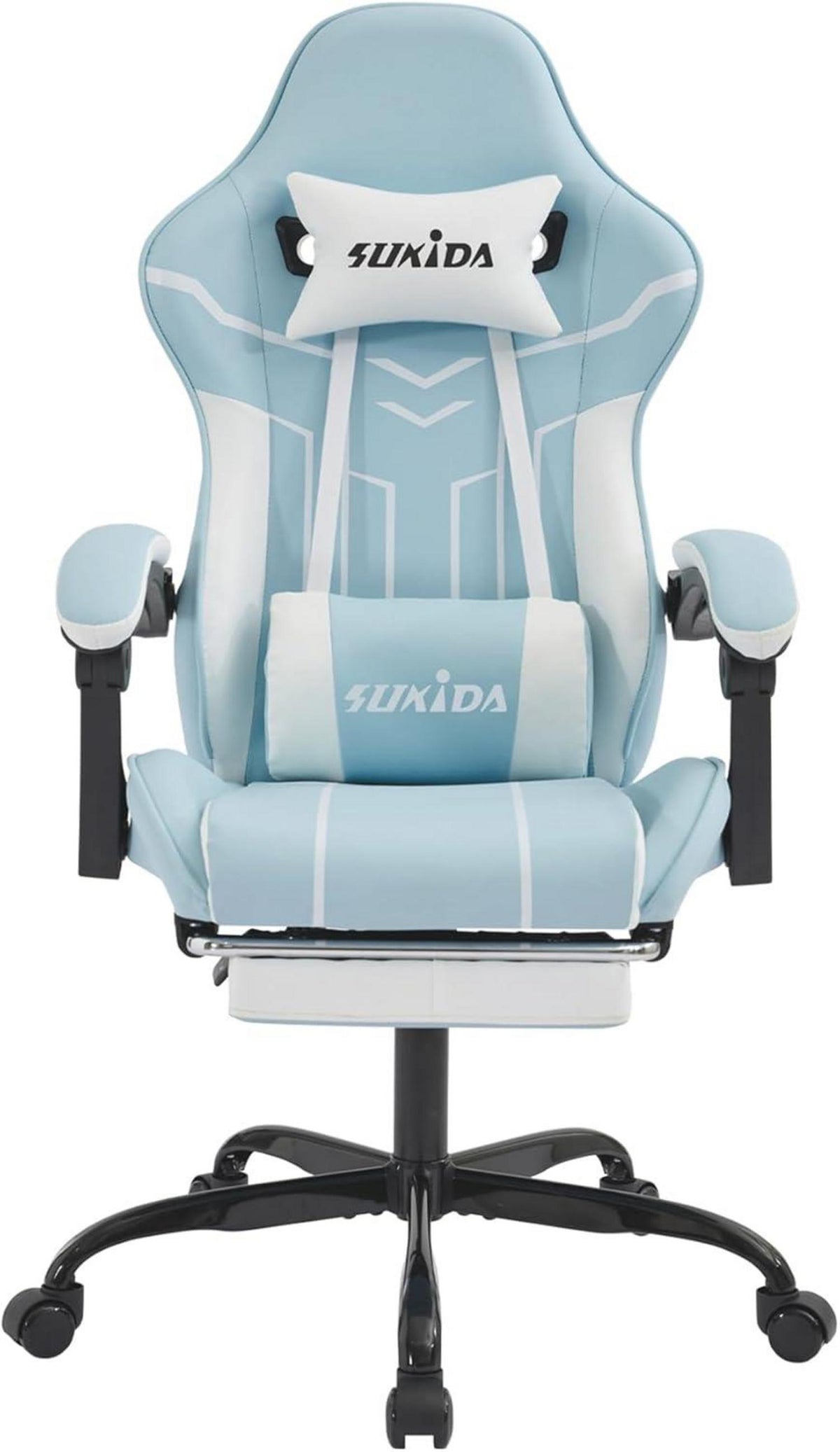 Ergonomischer Gaming Stuhl mit Fußstütze Bluewhite