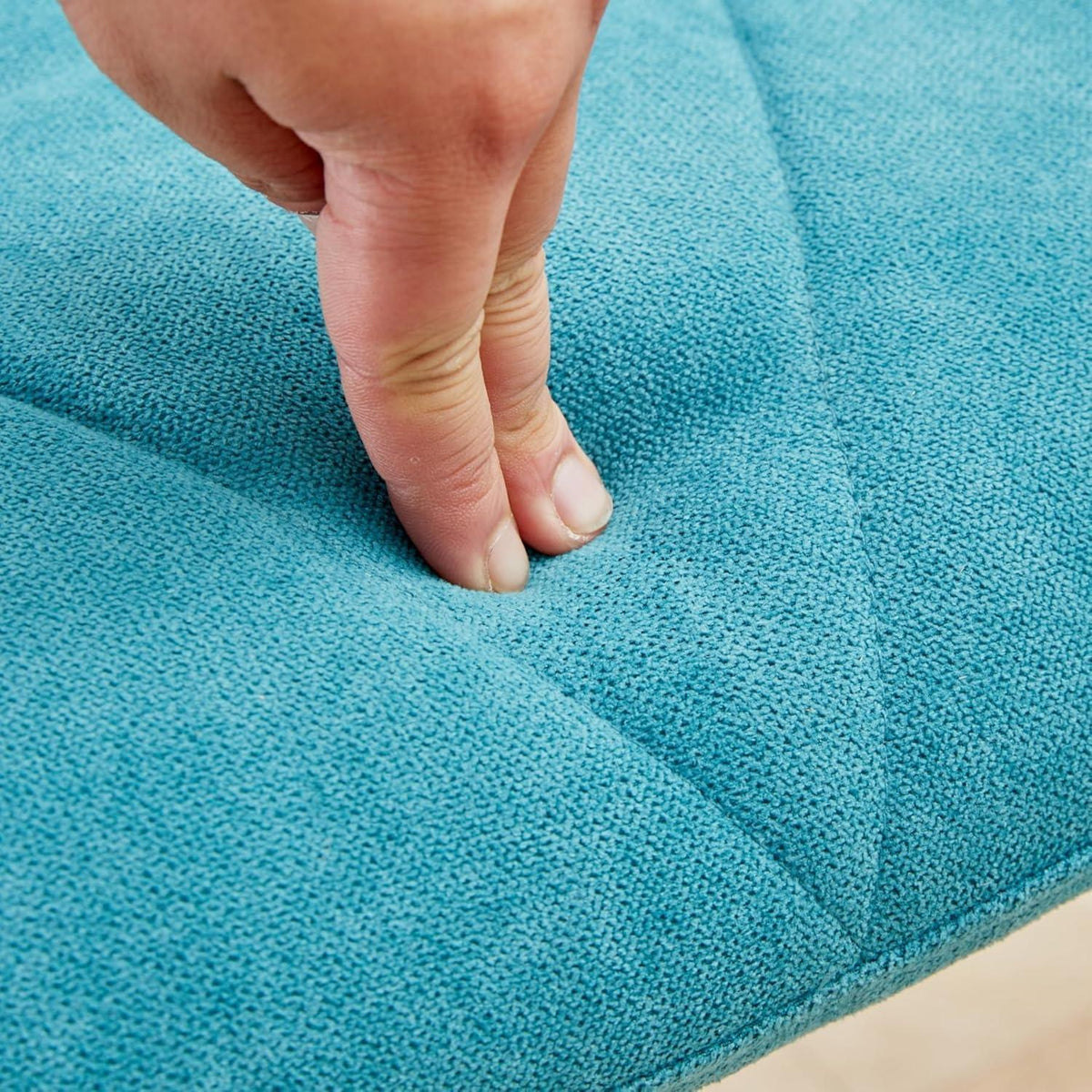 4 Esszimmerstühle Leinenstoff, gepolstert, blau