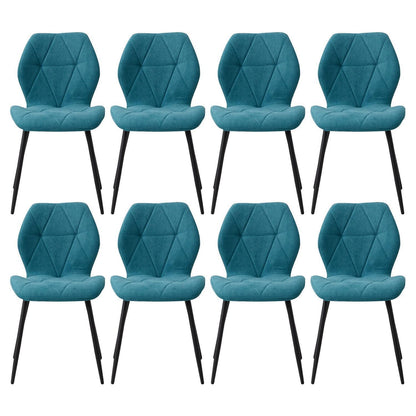 8 Esszimmerstühle Leinenstoff, gepolstert, blau