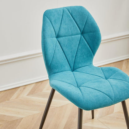 8 Esszimmerstühle Leinenstoff, gepolstert, blau