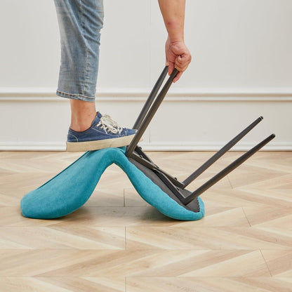 8 Esszimmerstühle Leinenstoff, gepolstert, blau