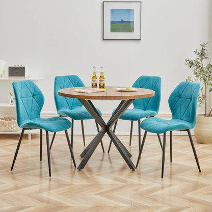 8 Esszimmerstühle Leinenstoff, gepolstert, blau