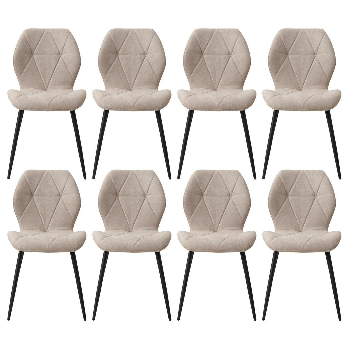 8 Esszimmerstühle Leinen-Diamant Beige, Gepolstert & Komfortabel