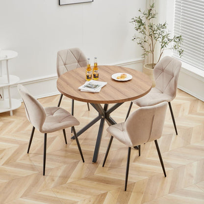 8 Esszimmerstühle Leinen-Diamant Beige, Gepolstert & Komfortabel