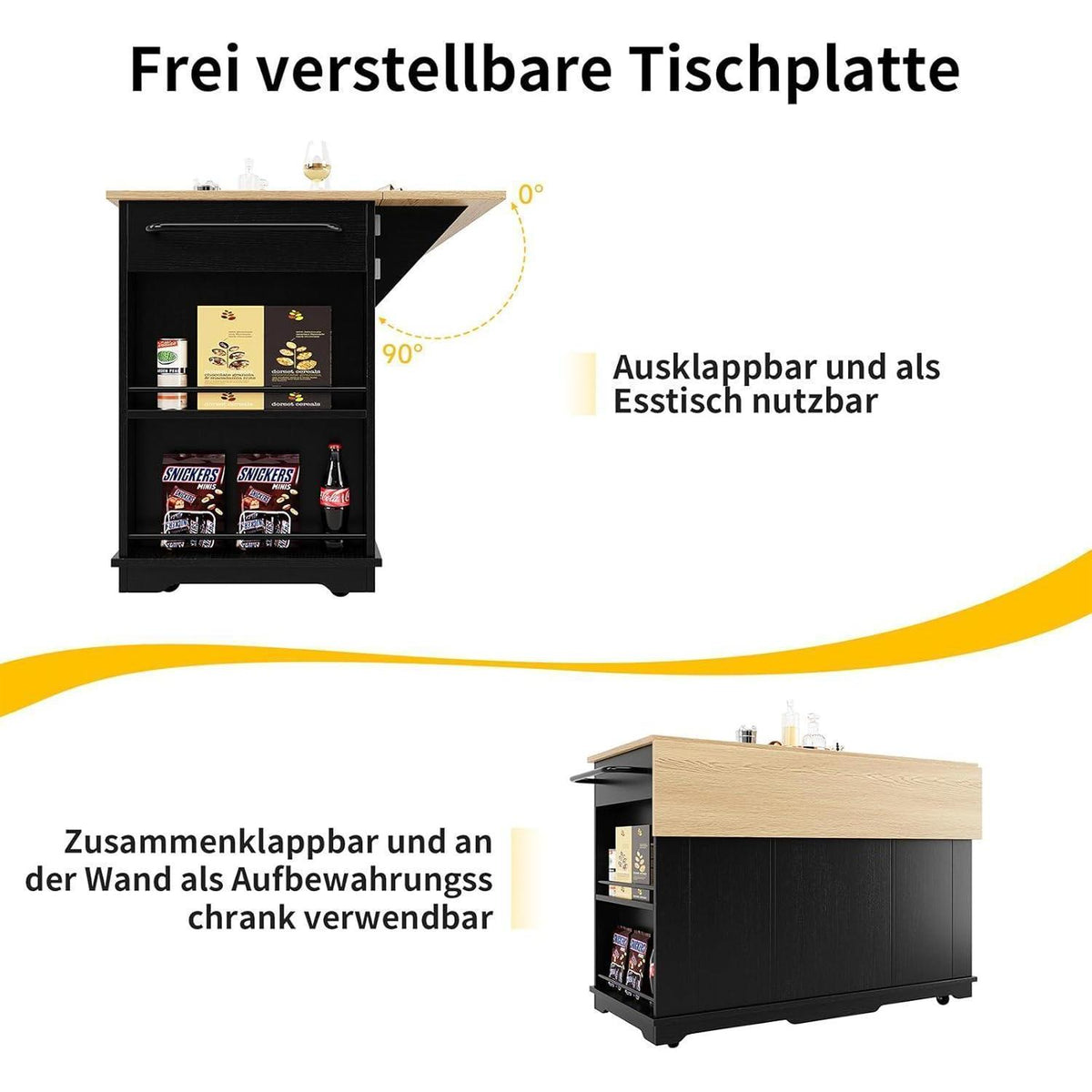 Kücheninsel mit abnehmbarer Trennwand & Glasausstattung
