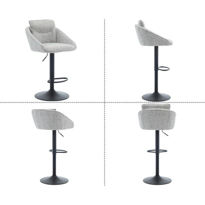 Verstellbarer Barhocker Set Grau mit Fußstütze