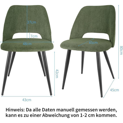 Esszimmerstühle 2er Set Samt, Grün, Gepolstert & Modern