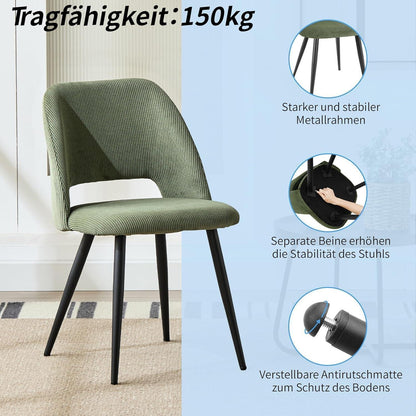 Esszimmerstühle 2er Set Samt, Grün, Gepolstert & Modern