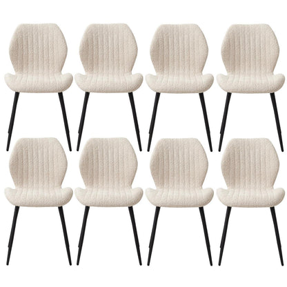 8 Esszimmerstühle Leinen Stoff Schwarz Metallbeine Beige