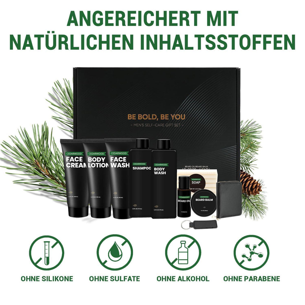 Herren Duschset 10tlg. | Bartpflege & SPA Geschenkset Zedernholz