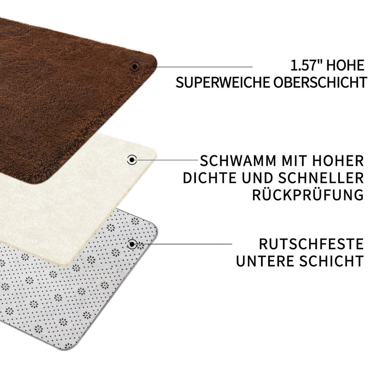 Flauschiger Hochflor Teppich Braun 160x230 – Wohnzimmer, Schlafzimmer & Kinderzimmer