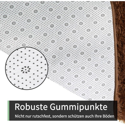 Flauschiger Hochflor Teppich Braun 160x230 – Wohnzimmer, Schlafzimmer & Kinderzimmer