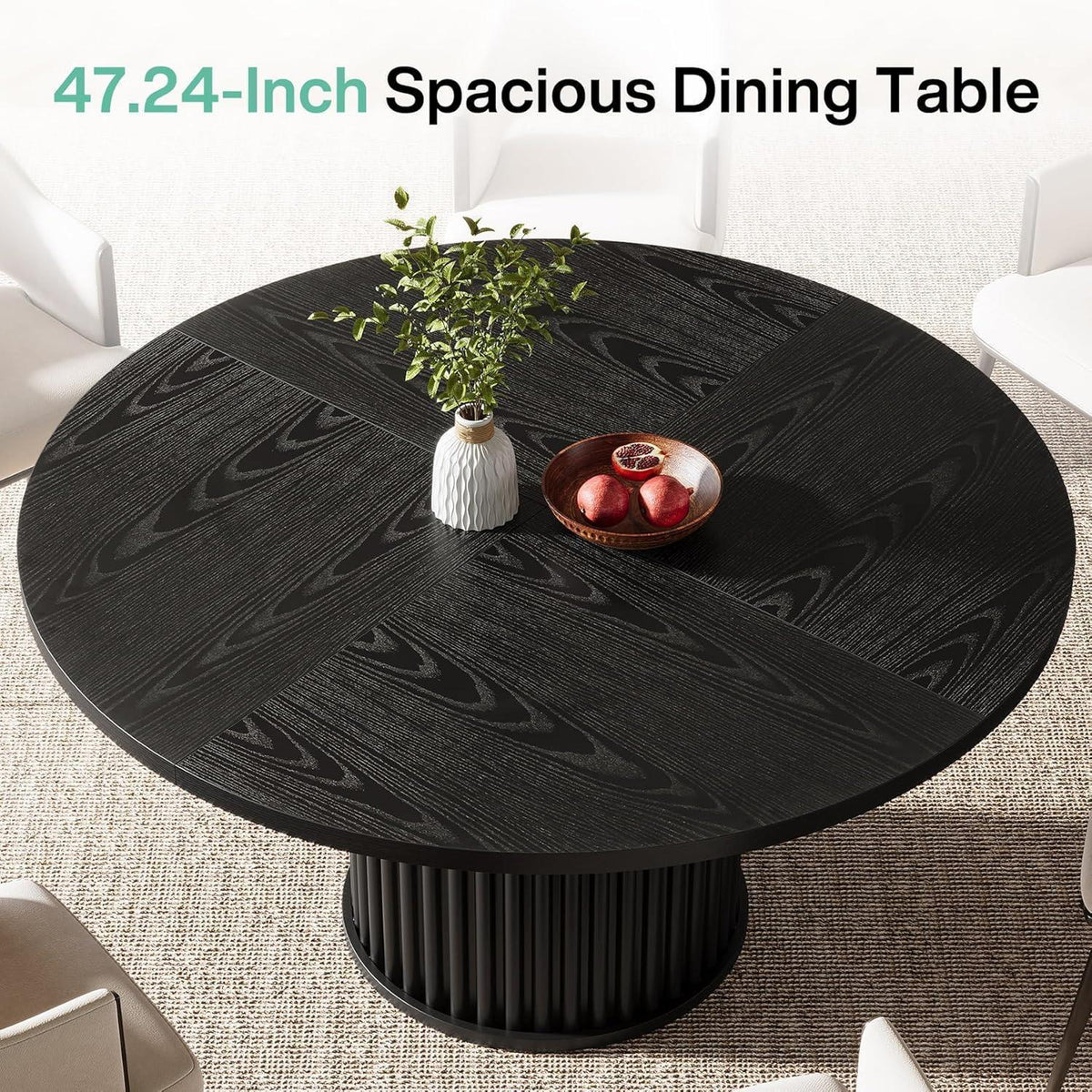 Runder Esstisch 120cm Schwarz – Moderner Esszimmertisch für 4-6 Personen