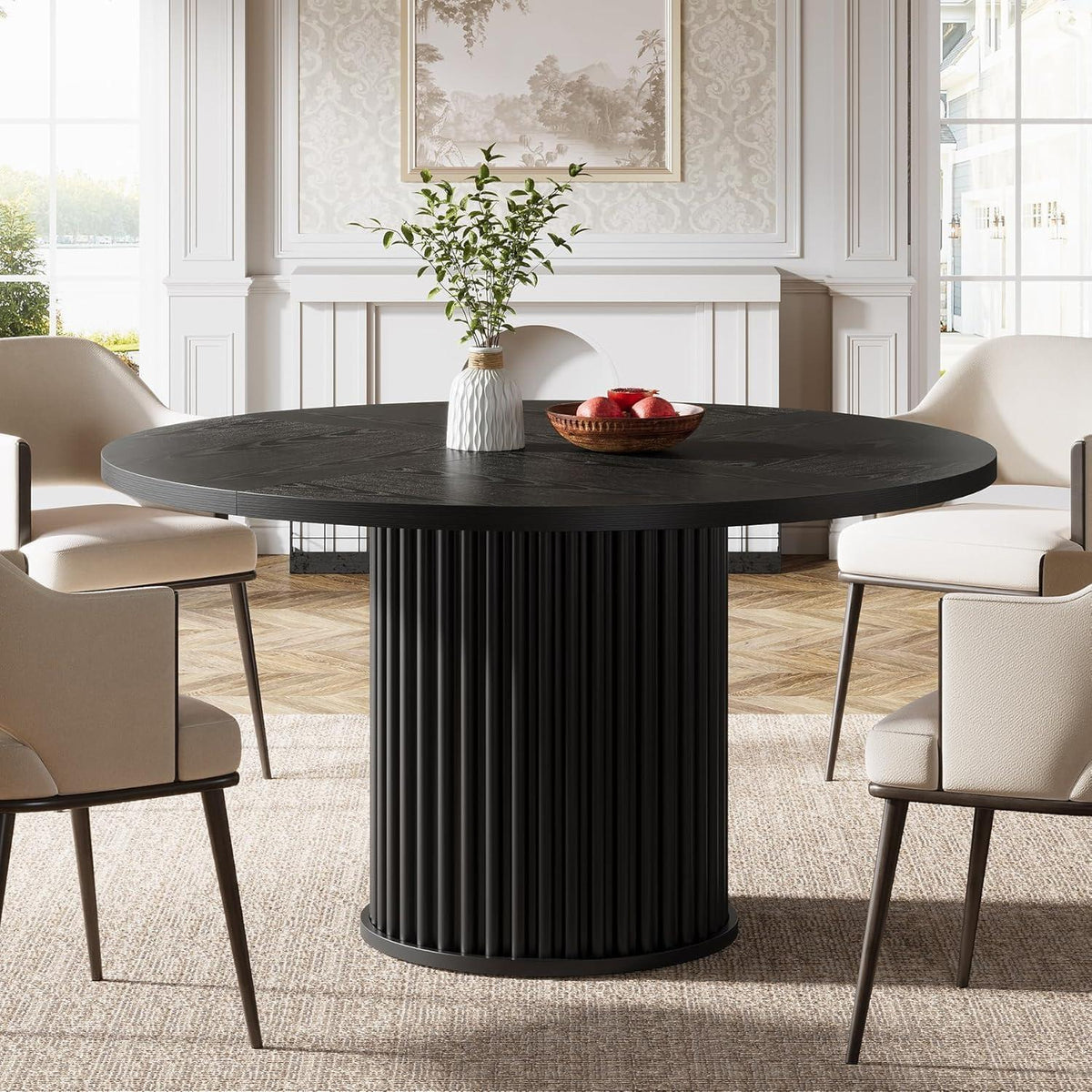 Runder Esstisch 120cm Schwarz – Moderner Esszimmertisch für 4-6 Personen