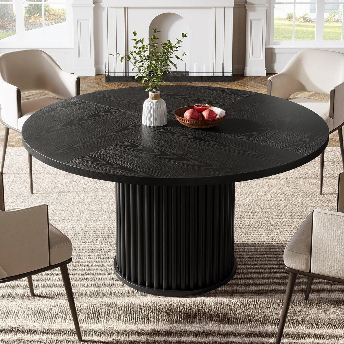 Runder Esstisch 120cm Schwarz – Moderner Esszimmertisch für 4-6 Personen