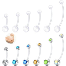 Schwangerschafts Bauchnabelstecker 14G Silber Flexibel Klar