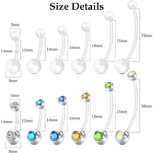 Schwangerschafts Bauchnabelstecker 14G Silber Flexibel Klar