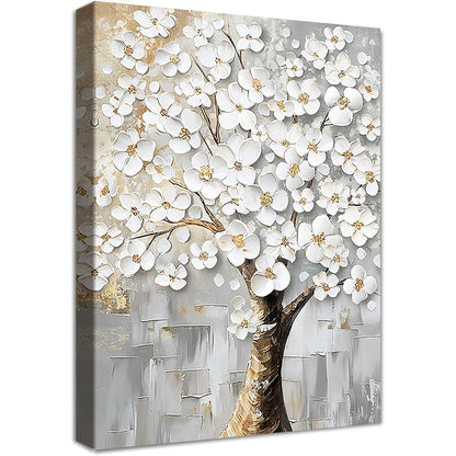 Gerahmtes Blumenbaum-Leinwandbild - Wandkunst für Wohnzimmer