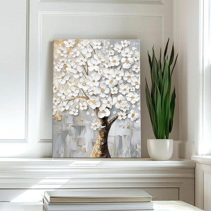 Gerahmtes Blumenbaum-Leinwandbild - Wandkunst für Wohnzimmer