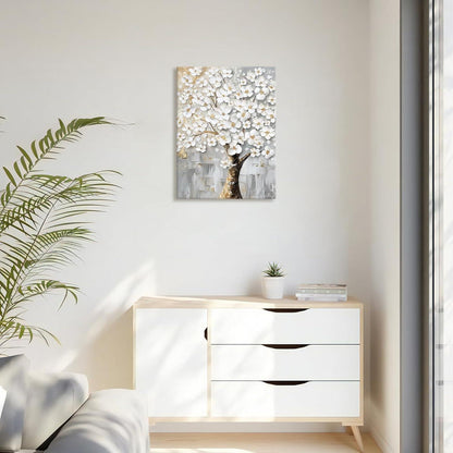 Gerahmtes Blumenbaum-Leinwandbild - Wandkunst für Wohnzimmer