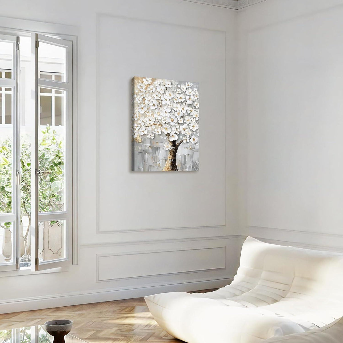 Gerahmtes Blumenbaum-Leinwandbild - Wandkunst für Wohnzimmer