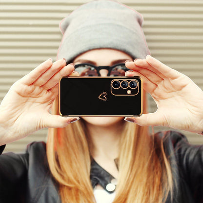 Handyhülle Samsung Galaxy A36 5G mit Herzmuster und Kameraschutz - Schwarz