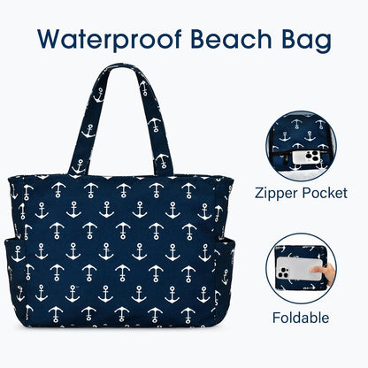 XXL Strandtasche wasserdicht mit Reißverschluss für Familie & Reisen