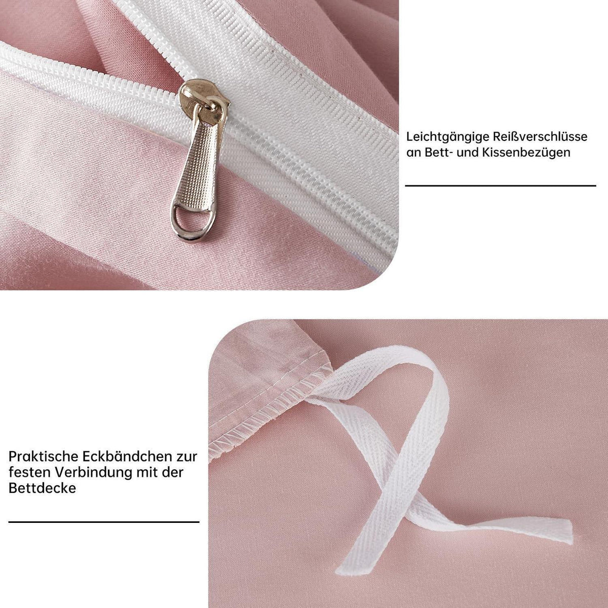 Satin Bettwäsche Set 200x220 cm Rosa Baumwolle