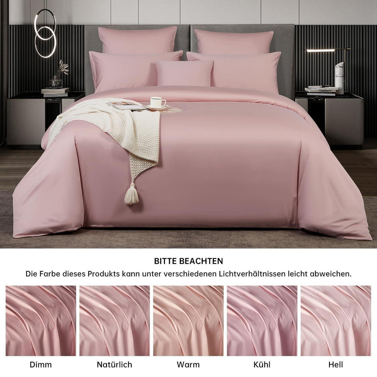 Satin Bettwäsche Set 200x220 cm Rosa Baumwolle