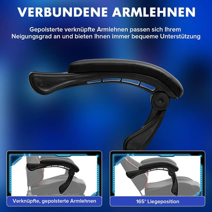 Gaming Stuhl mit Fußstütze Bürostuhl Ergonomisch verstellbar 150kg
