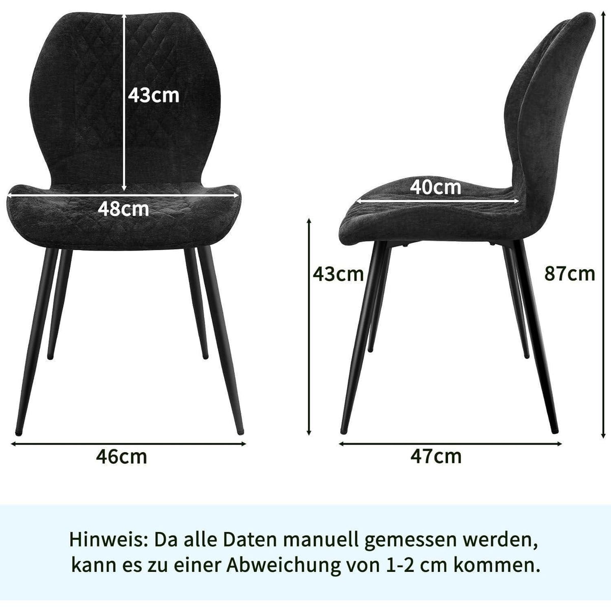 Gepolsterte Esszimmerstühle 4er Set – Modern & Ergonomisch Schwarz