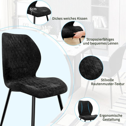 Gepolsterte Esszimmerstühle 4er Set – Modern & Ergonomisch Schwarz