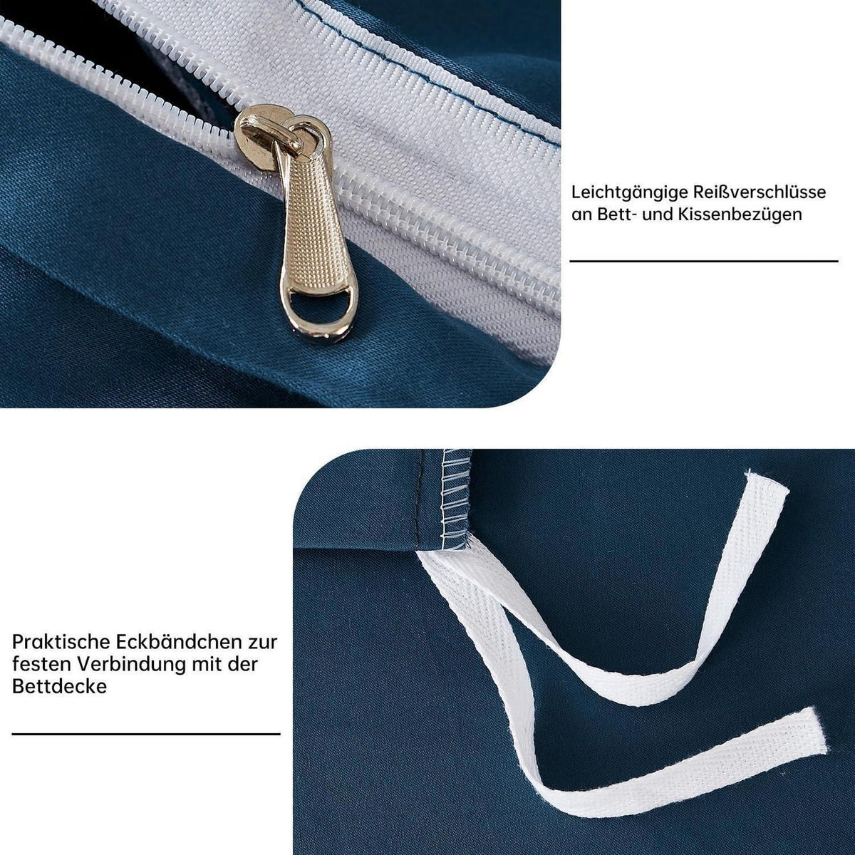 Satin Bettwäsche Set 200x220 cm Petrol Blau Mako Baumwolle