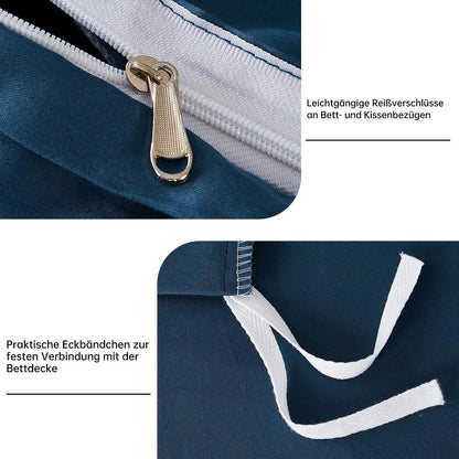 Satin Bettwäsche Set 200x220 cm Petrol Blau Mako Baumwolle