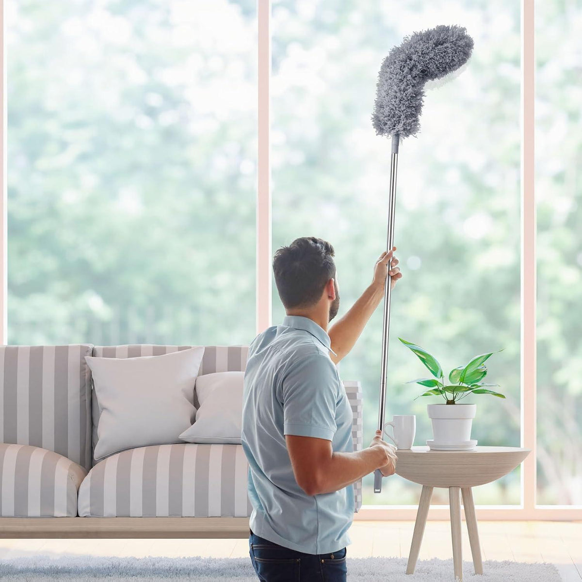 Teleskop Staubwedel Set 5tlg. 250cm Waschbar Staubwischer Spinnweben Türen