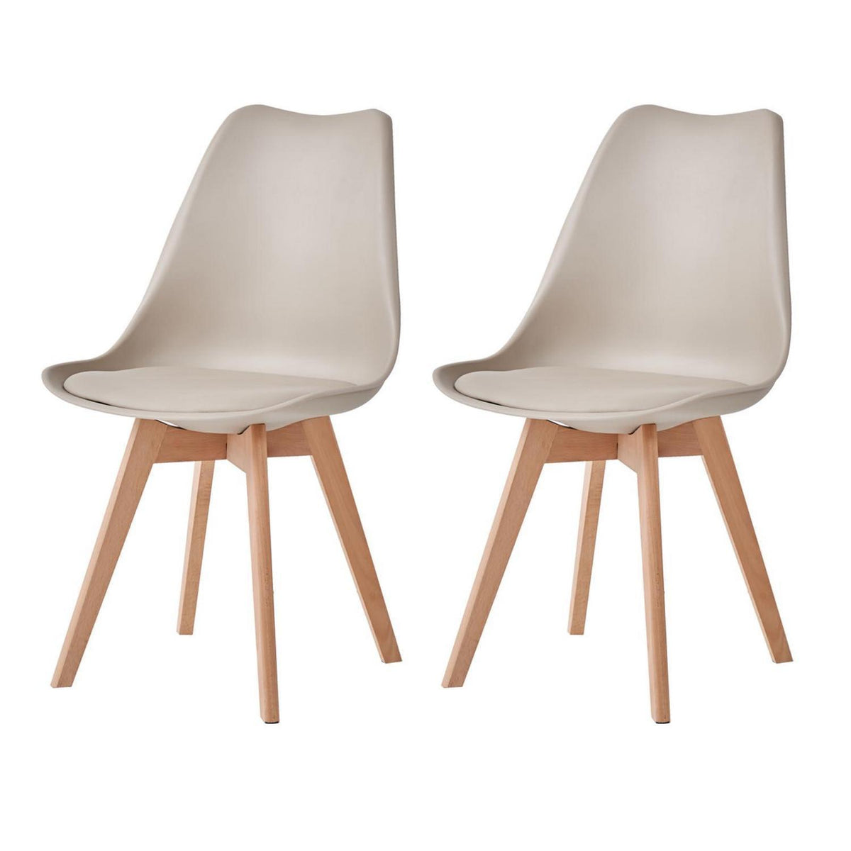 2er-Set Esszimmerstühle Modern, Khaki, Buchenbeine