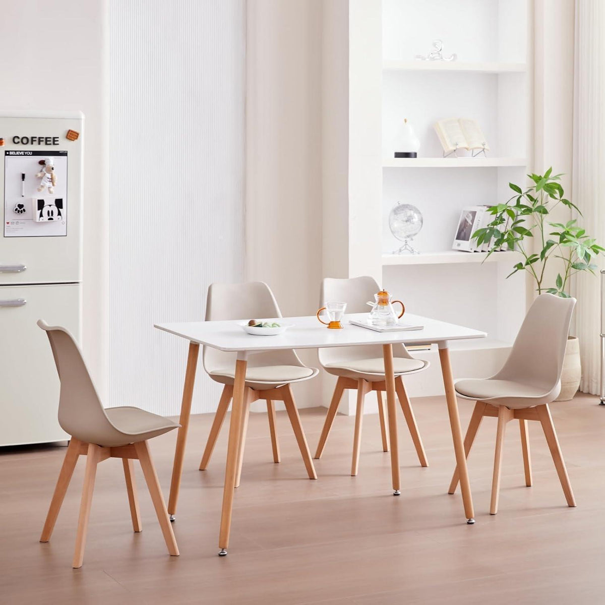 2er-Set Esszimmerstühle Modern, Khaki, Buchenbeine