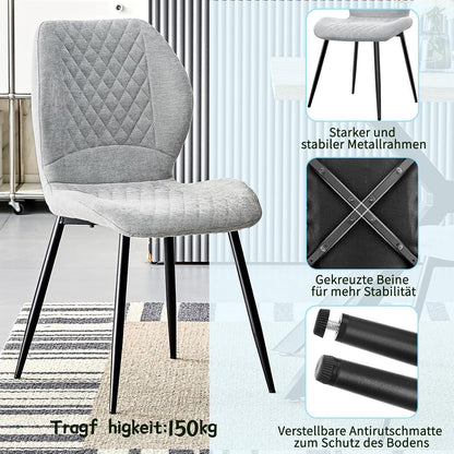 Gepolsterte Esszimmerstühle Set 4 – Grau, Modern & Ergonomisch