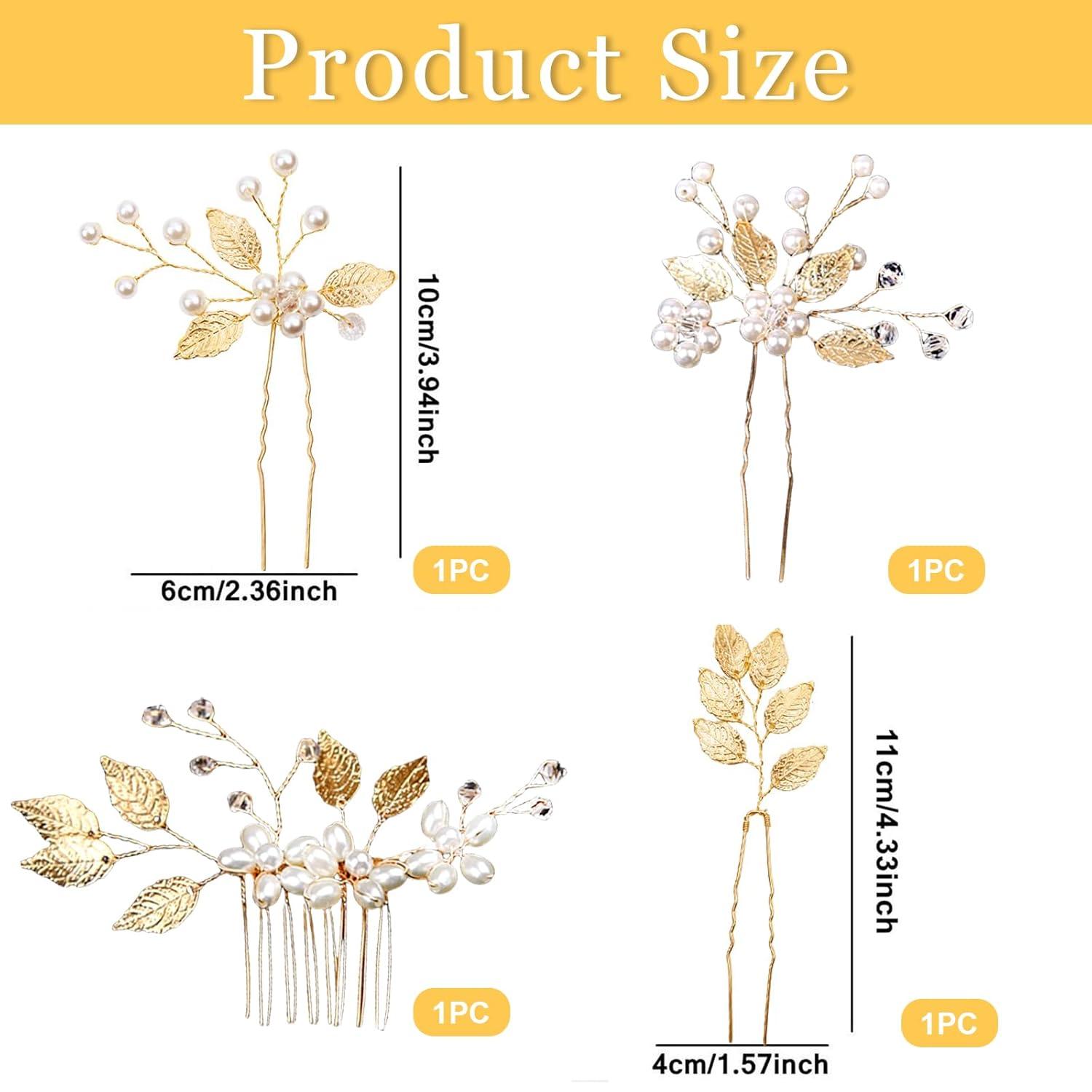 Braut Haarnadeln Goldene Blätter Kristall Vintage Hochzeit