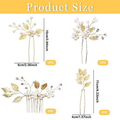 Braut Haarnadeln Goldene Blätter Kristall Vintage Hochzeit