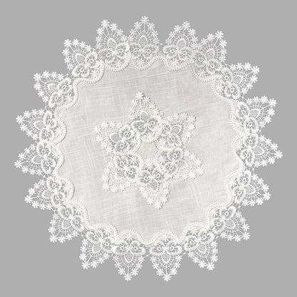 Runde Leinen Tischdecke Spitze 60x60cm - Vintage Couchtischauflage