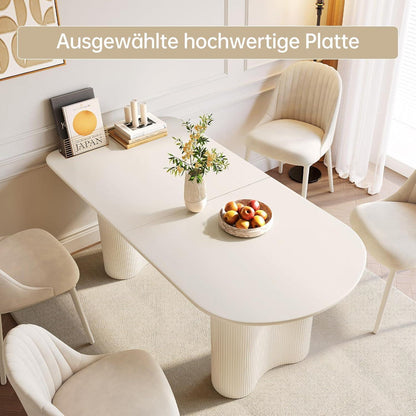 Moderner Esstisch Weiß mit 4 Polsterstühlen – 160cm Esszimmer Set