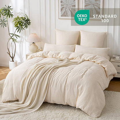 Bettwäsche-Set Doppelte Baumwolle Hellbeige 220x240 cm
