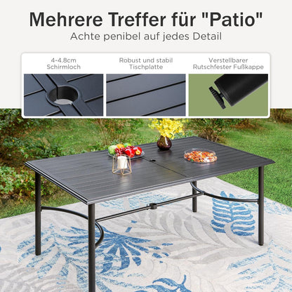 PHI VILLA Gartenmöbel Set Metall E-Coating Schwarz