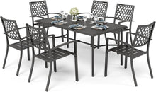 Gartenmöbel Set 6 Stühle mit Tisch Wetterfest Metall Schwarz