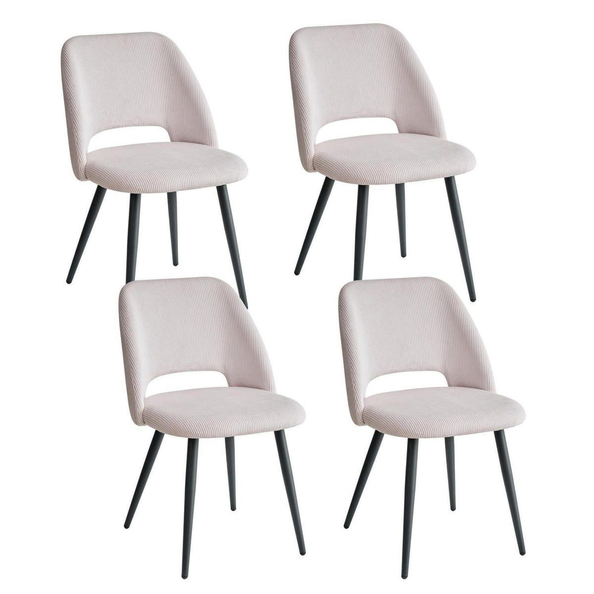 4er-Set Esszimmerstühle mit Cordbezug, Beige
