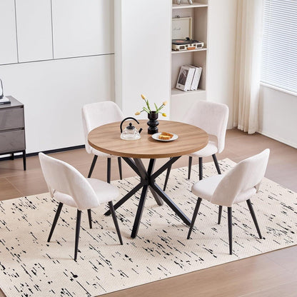 4er-Set Esszimmerstühle mit Cordbezug, Beige
