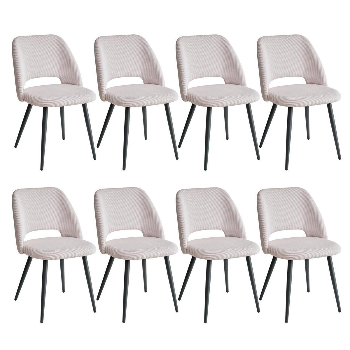 8 Esszimmerstühle mit Cordbezug, Beige – Bequem & Modern