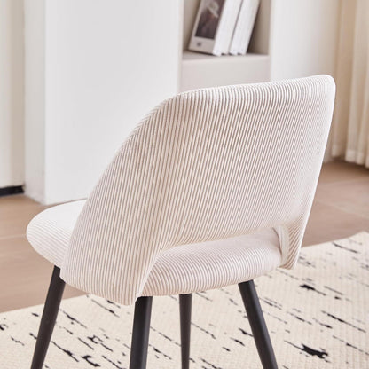 8 Esszimmerstühle mit Cordbezug, Beige – Bequem & Modern